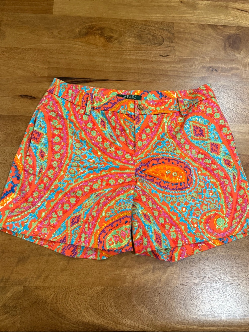 Lauren Ralph Lauren Paisley Print Shorts in Coral & Turquoise Size 2 *EUC*